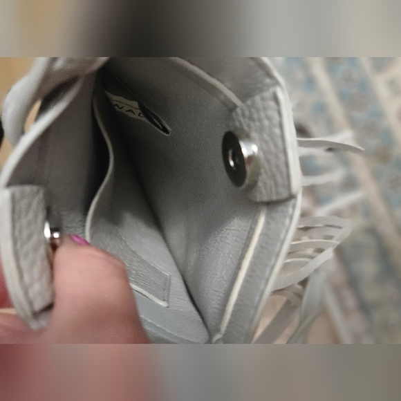 SWADT Vegan Leather Mini Fringe Crossbody Bag In Gray. - Picture 4 of 10